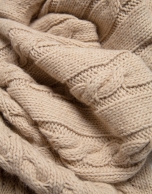 Beige wool and alpaca cable-stitched scarf