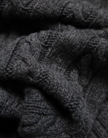 Dark gray wool and alpaca cable-stitched scarf