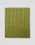 Green wool and alpaca scarf with braiding