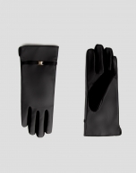 Guantes piel gris y negro