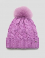 Pink wool and alpaca cap with braiding