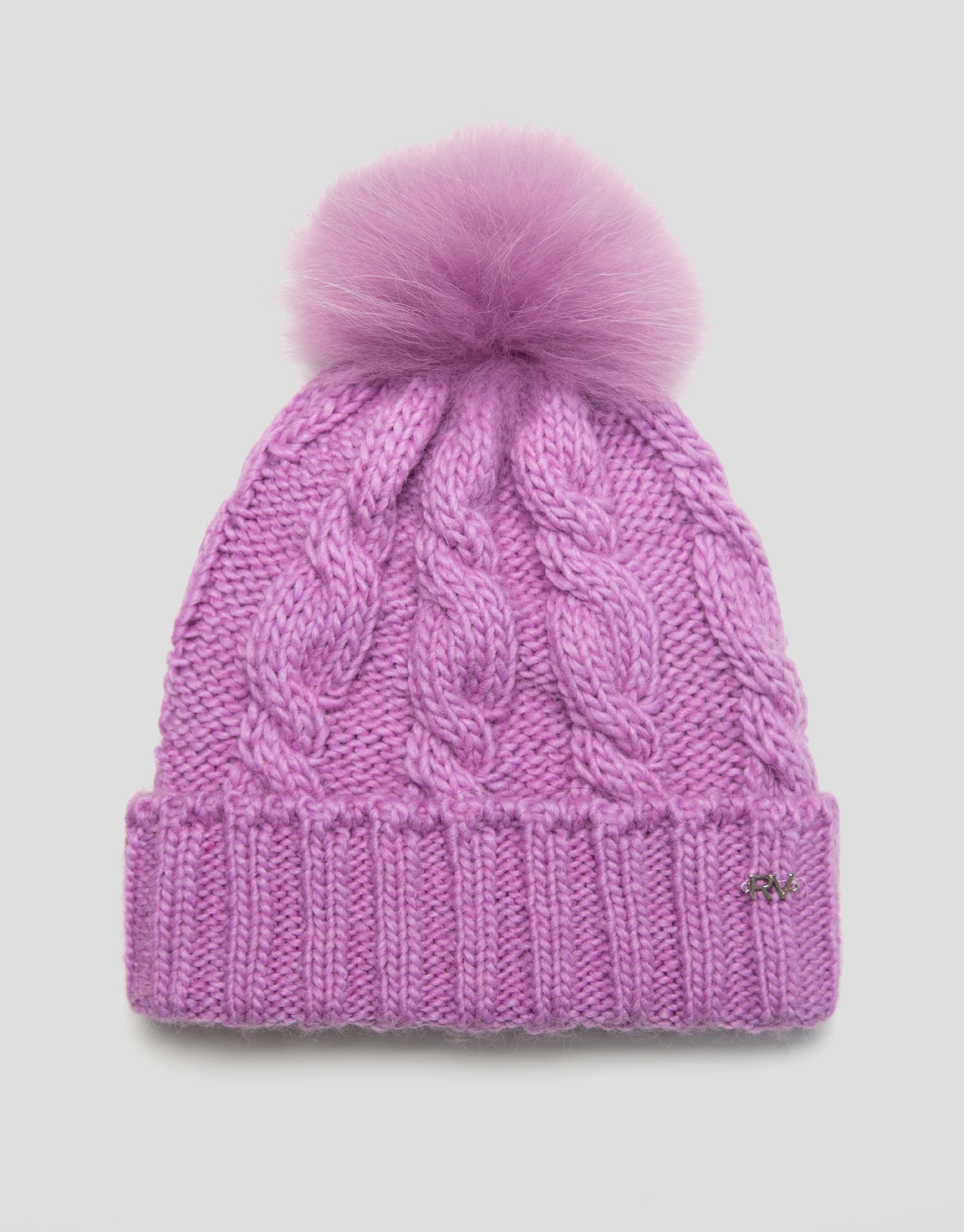 Pink wool and alpaca cap with braiding