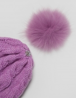 Gorro lana y alpaca rosa con trenzado