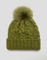 Green wool and alpaca cap with braiding