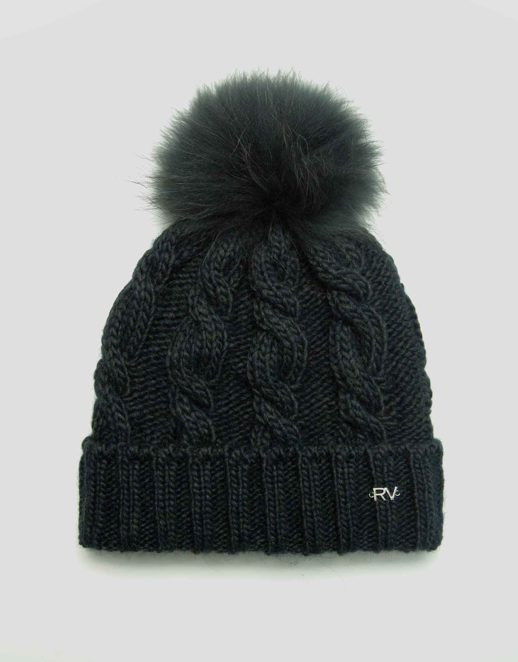 Dark green wool and alpaca cap with braiding