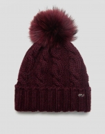 Burgundy wool and alpaca cap with braiding