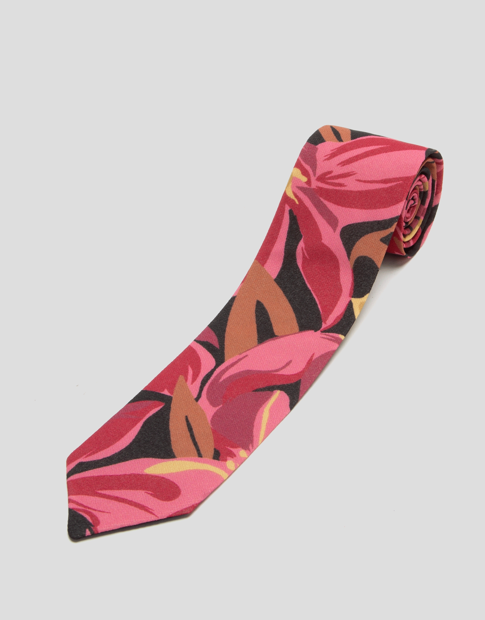 Burgundy large flower print fabric tie