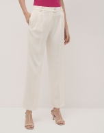 Off-white straight crepe pants with darts