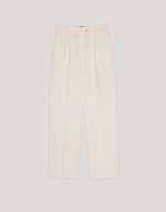 Off-white straight crepe pants with darts