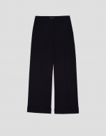 Black straight crepe tailored pants