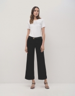 Black straight crepe tailored pants