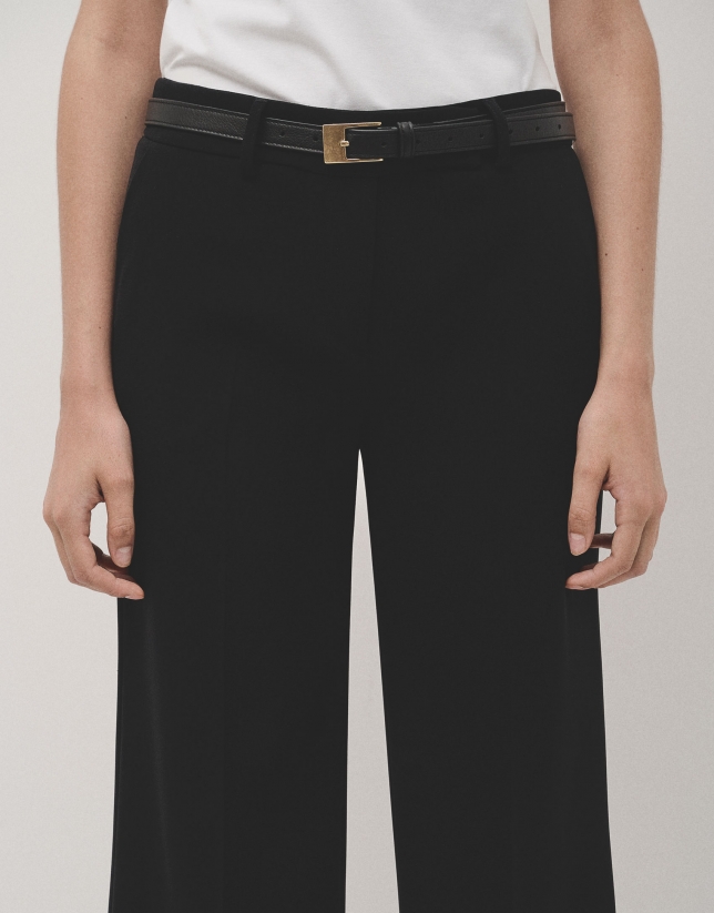 Black straight crepe tailored pants