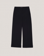 Black straight crepe tailored pants