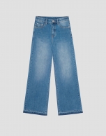 Light blue denim wide pants