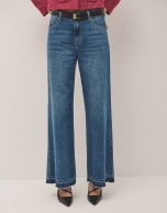 Light blue denim wide pants