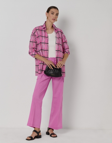 Pink cotton voile palazzo pants