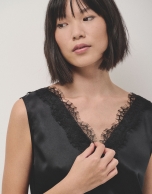 Black lace top with V-neck