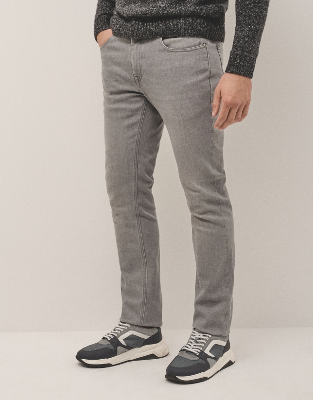 Light gray slim fit denim pants