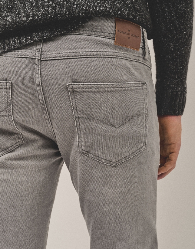 Light gray slim fit denim pants