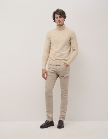 Beige slim fit twill jeans pants