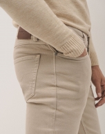 Beige slim fit twill jeans pants