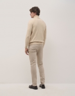 Beige slim fit twill jeans pants