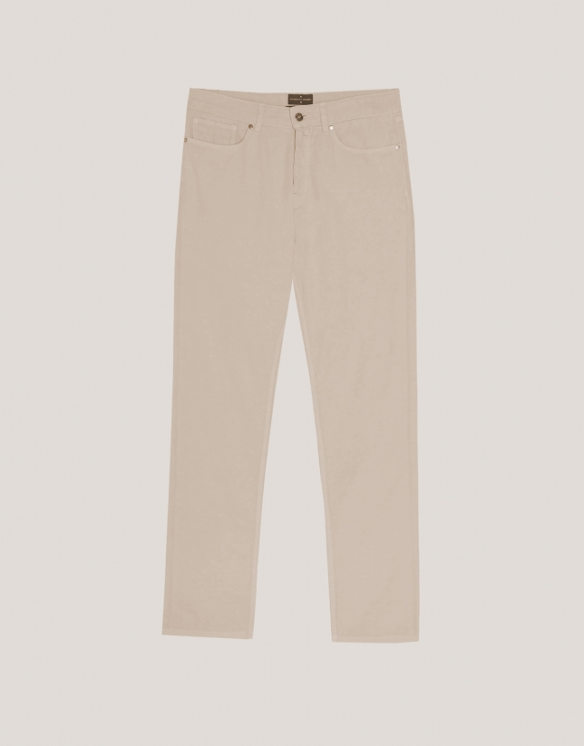 Beige slim fit twill jeans pants