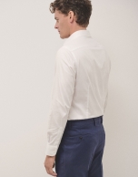 White micro-structured cotton dress shirt