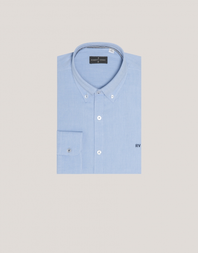 Camisa sport regular oxford celeste