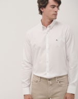 White slim fit sports shirt with structure