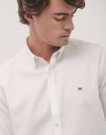 White slim fit sports shirt with structure