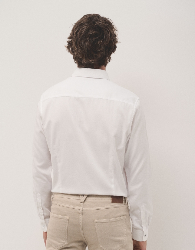 White slim fit sports shirt with structure