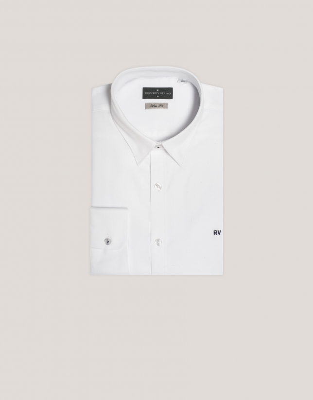 White slim fit sports shirt with structure