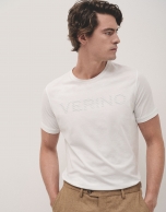 White T-shirt with logo embossed chest