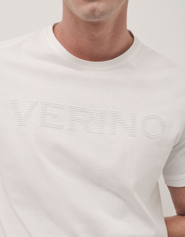 White T-shirt with logo embossed chest