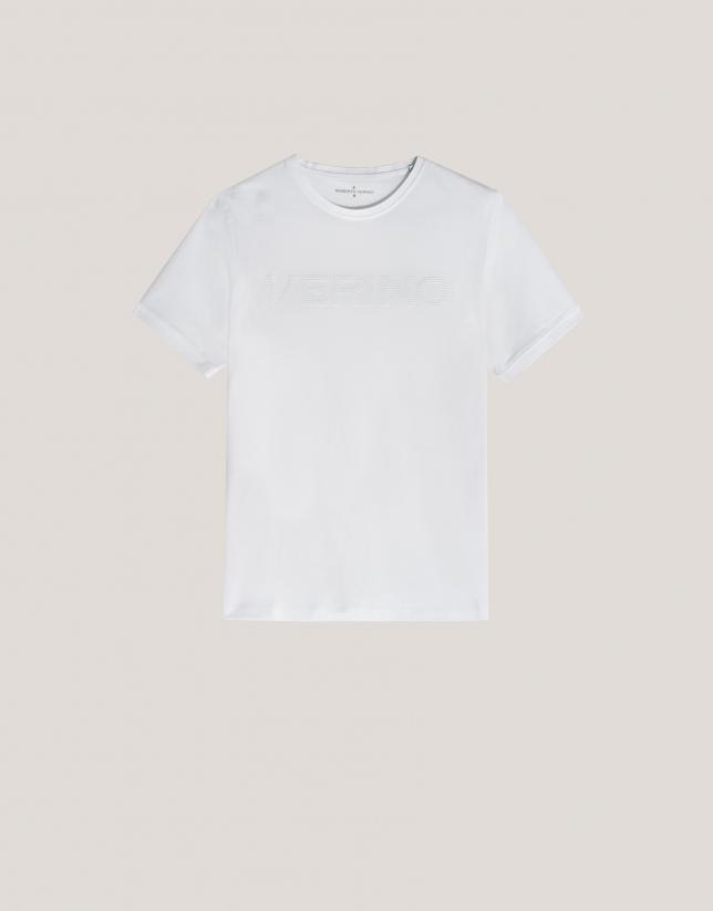 White T-shirt with logo embossed chest