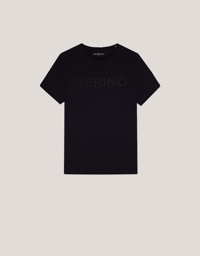 Black T-shirt with logo embossed chest