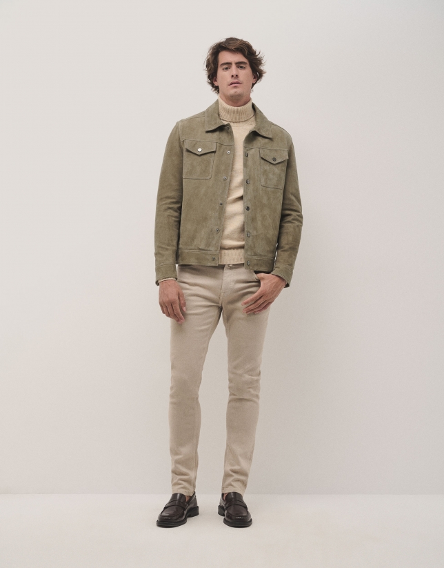 Khaki green suede jacket