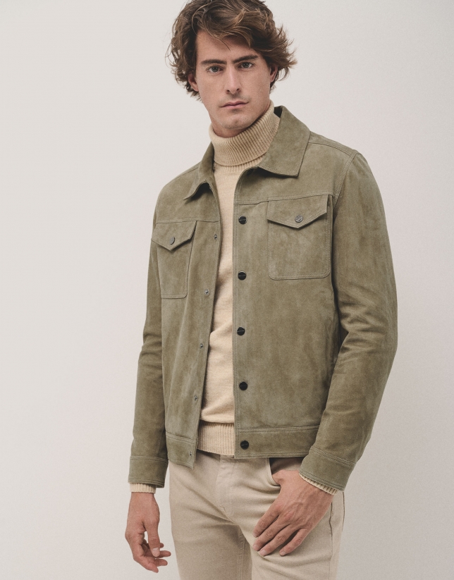 Khaki green suede jacket