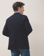 Navy pique knit blazer