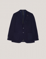 Navy pique knit blazer