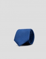 Ink blue structured silk tie