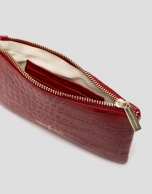 Red embossed alligator leather wallet