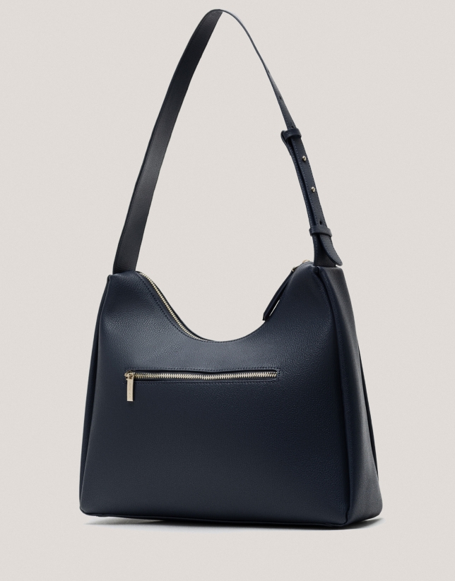 Navy blue leather Margot Hobo shoulder bag Roberto Verino