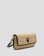 Bolso de hombro Louise Baguette beige y negro