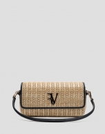 Bolso de hombro Louise Baguette beige y negro