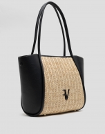 Beige and black Louise shopping bag 