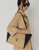 Beige and black Louise shopping bag 