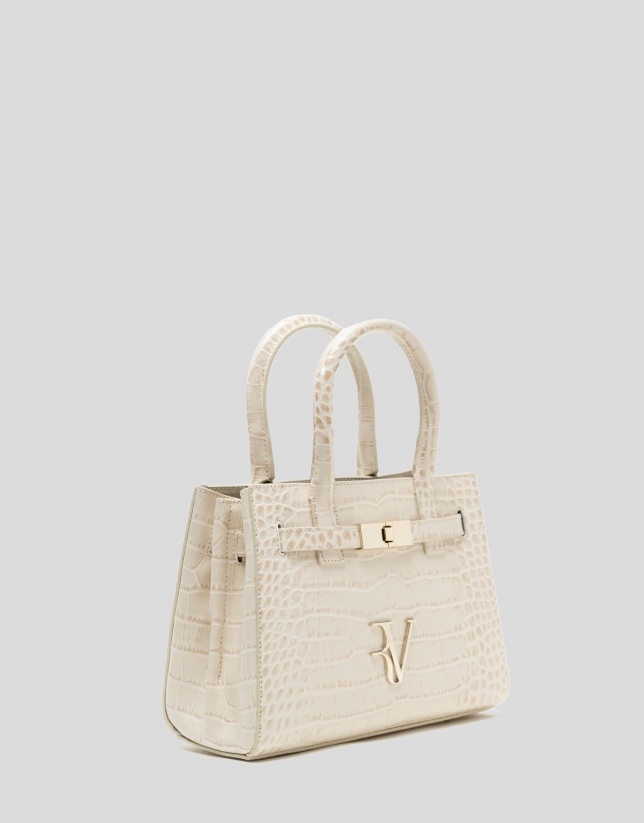 Bolso Satchel Mini Millie piel grabado coco beige