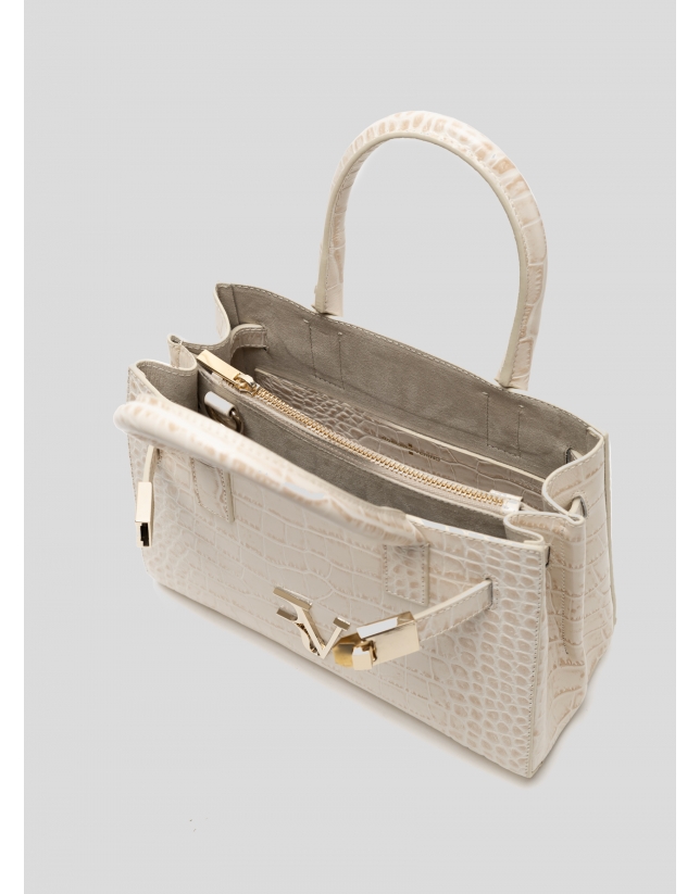 Bolso Satchel Mini Millie piel grabado coco beige